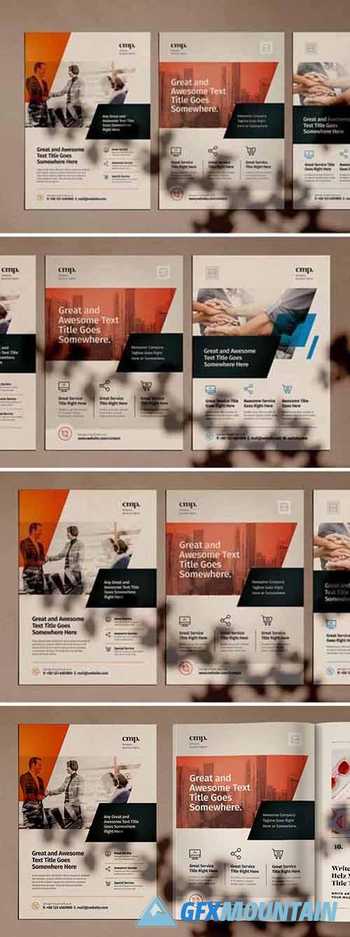 Brochure Layout with Red Geometric Elements