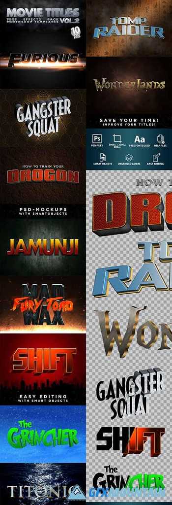 MOVIE TITLES - Vol.2 | Text-Effects/Mockups | Template-Pack 30213890