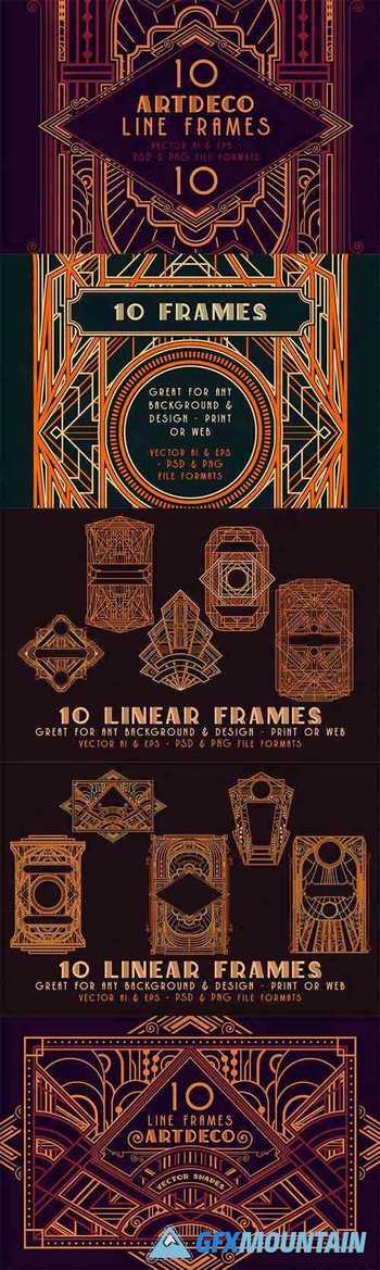 10 ArtDeco Line Frames