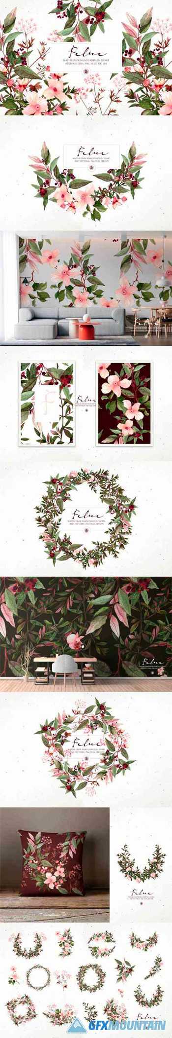 Felice - watercolor floral set
