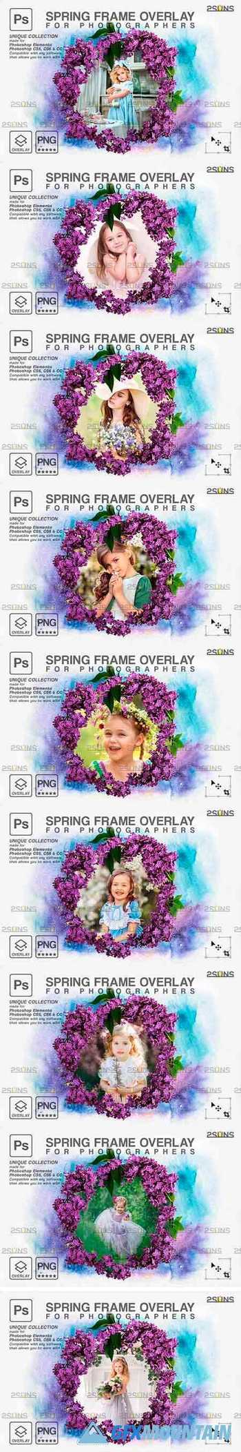 Spring flower digital frames overlay Easter