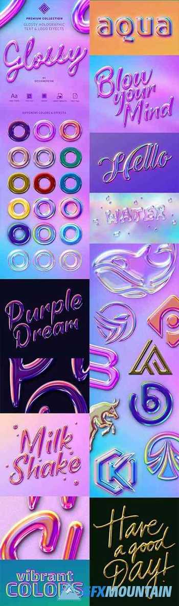 Glossy Holographic Text & Logo Effects - Collection 30636001
