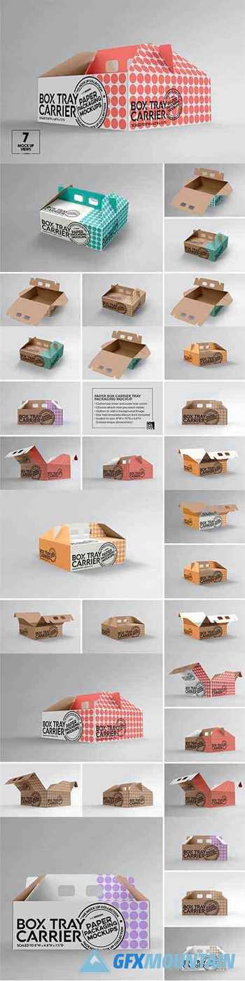 Paper Box Carrier Tray Packaging Mockup