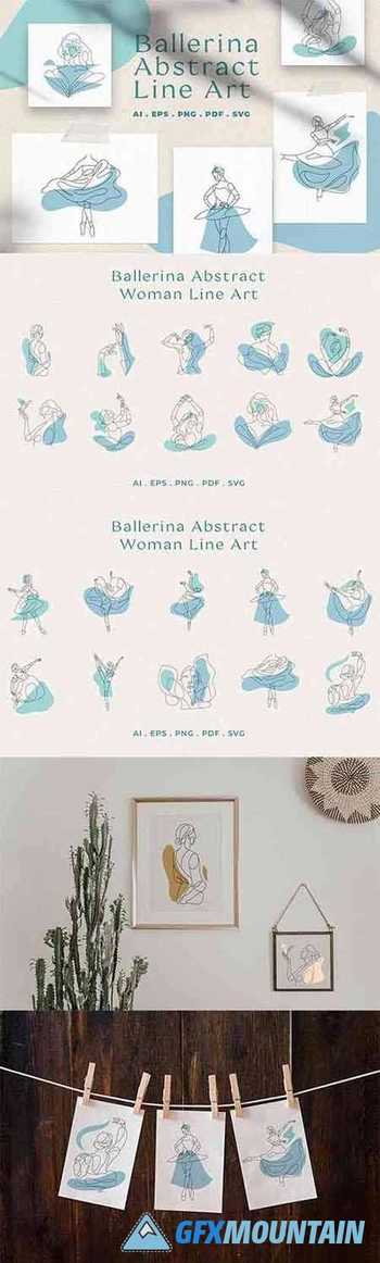 Abstract Ballerina Vector Line Art