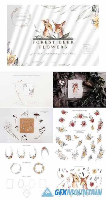 Forest Deer & Flowers