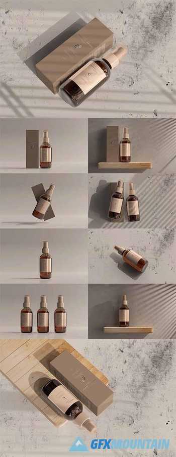 Amber Cosmetic Spray Bottle Mockup 5990014