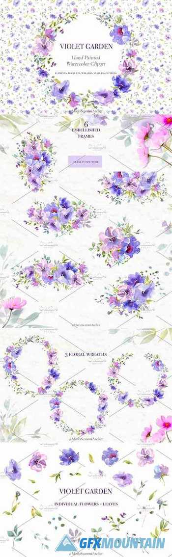 Violet Garden - Watercolor Clipart