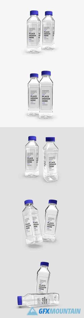 Realistic transparent plastic bottle mockup 2