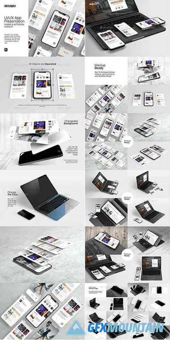 UI/UX App Presentation - Phone & Notebook Mockup 30439812