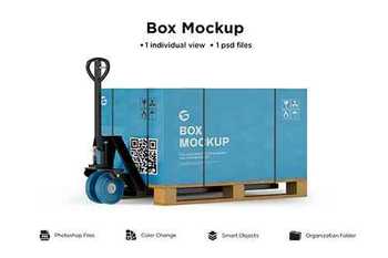 Hand pallet truck paper box mockup