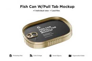 Metallic Fish Can W/ Pull Tab Mockup 6063378