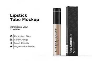 Lipstick Tube with Box Mockup 6063321