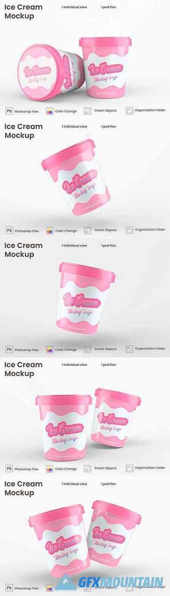 Glossy ice cream cup mockup