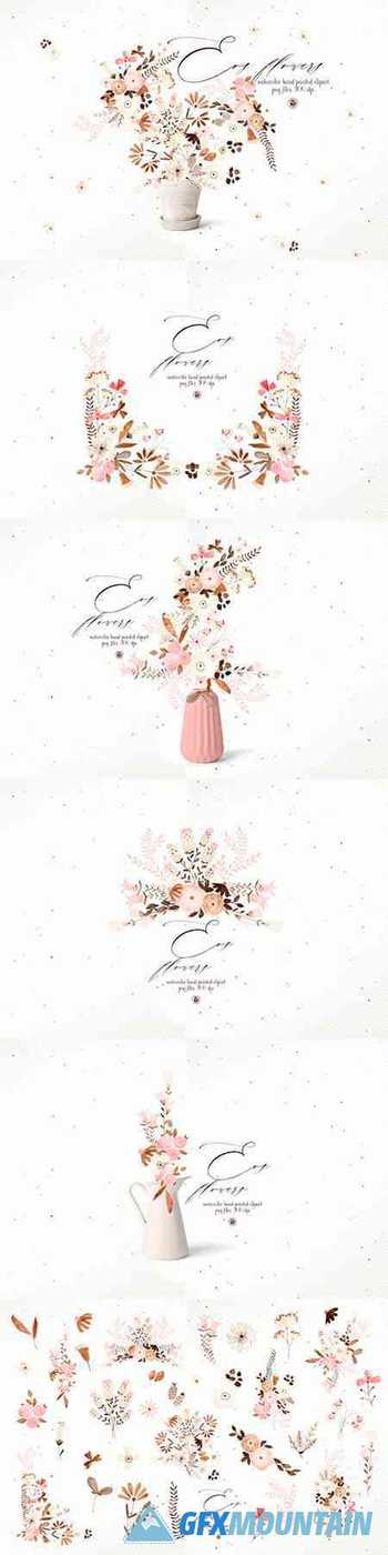 Eos Flowers - watercolor clipart - 6093852