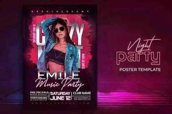 Neon Night Party Poster Template
