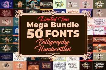 Calligraphy & Handwritten Font Bundle - 50 Premium Fonts