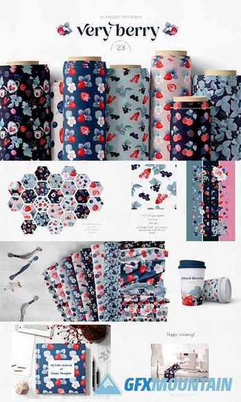 Berry Fruit Seamless Pattern Big Collection Repeats JPEG PNG - 1361701