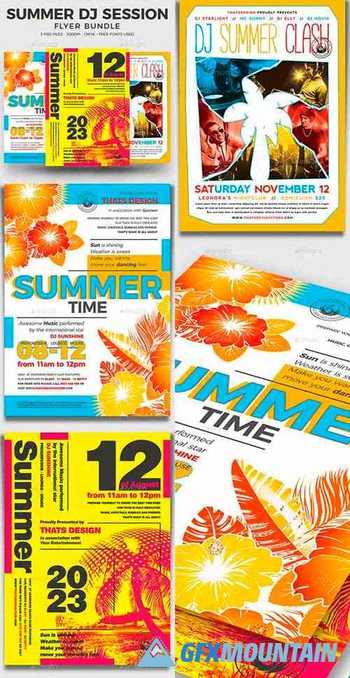 Summer DJ Session Flyer Bundle 17219881