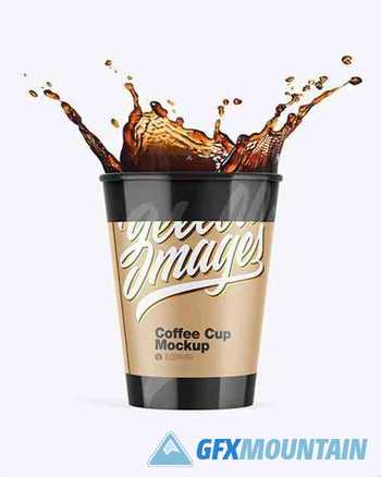 Glossy Coffee Cup w/ Holder Mockup