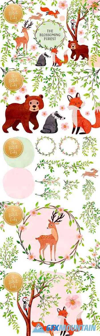The Blossoming Forest Clipart - 6084606