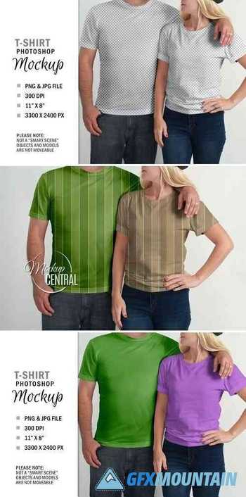 Couple T-Shirt Clothing Mockup Photoshop