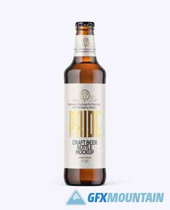 500ml Amber Craft Beer Bottle Mockup