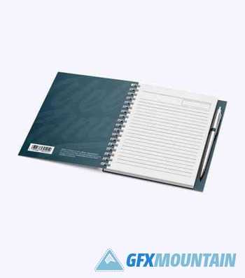Notebook With Metal Writing Pen Mockup