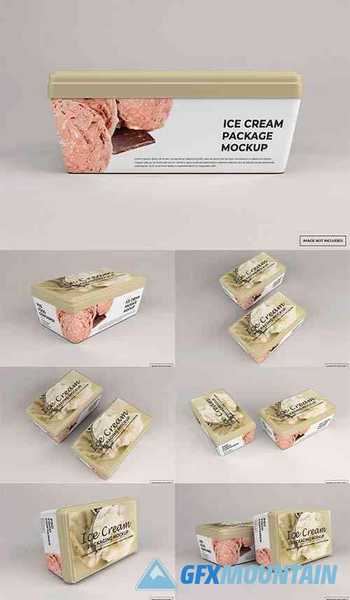 Rectangular ice cream packaging mockup