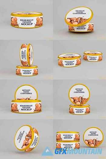 Rounded cookie biscuit can mockup