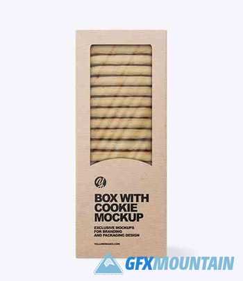 Kraft Box with Cookie Mockup