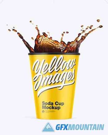 Matte Soda Cup w/ Splash Mockup