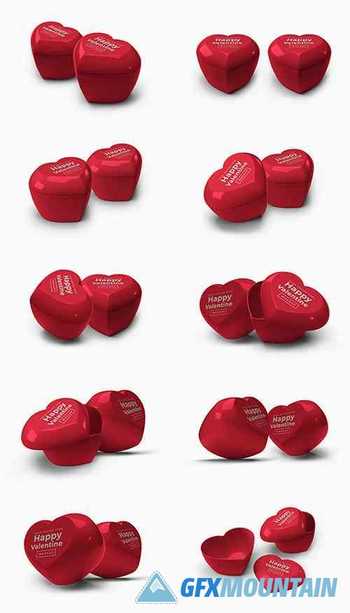 Valentine Love Heart Container Lid Mockup Template Bundle 2 - 1425518