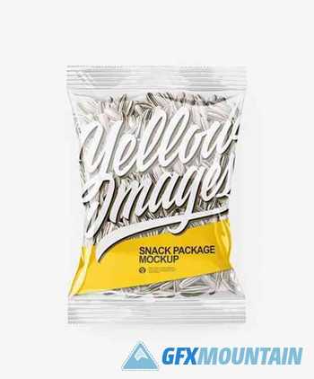 Clear Transparent Plastic Pack with White Sunflower Seeds Mockup - Top View