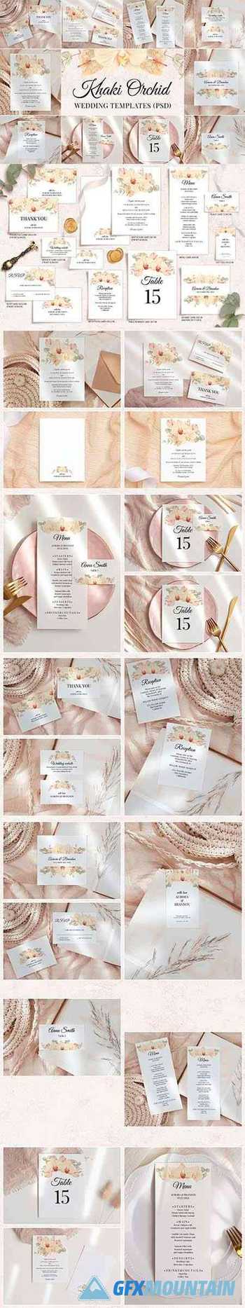 Boho Wedding Template Cards Floral Invitation Set