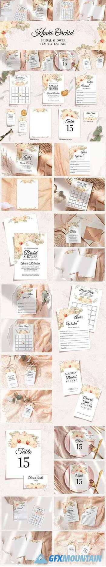 Boho Bridal Shower Templates Cards Floral Invitation Suit