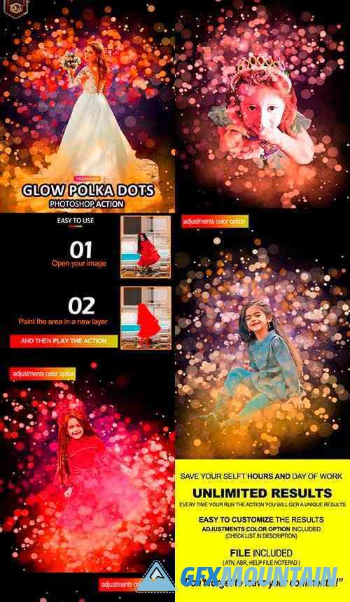 Glow Polka dots Photoshop Action 32501223
