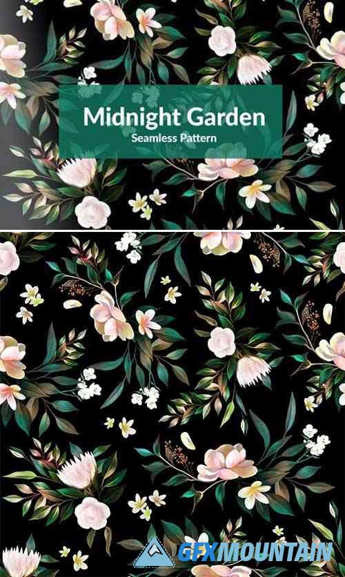 Midnight Garden Seamless Pattern