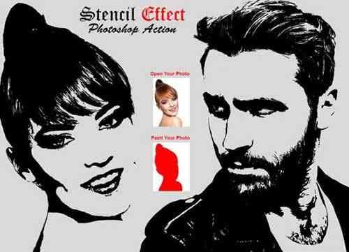 Stencil Effect Photoshop Action 6276593