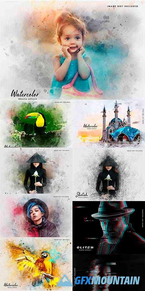 Watercolor photo effect template