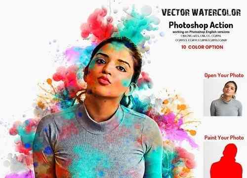 Vector Watercolor Photoshop Action 6373794