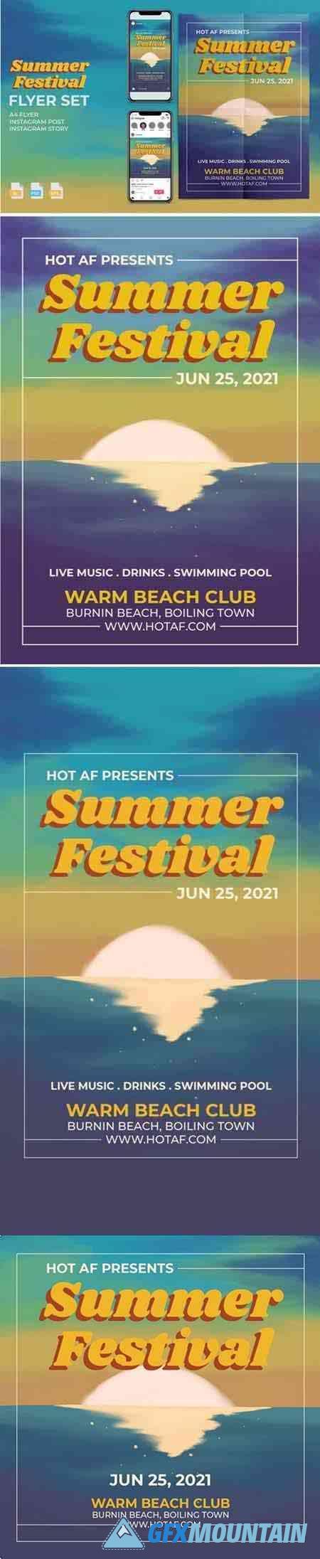 Summer Festival Flyer Set - Print and Social Media