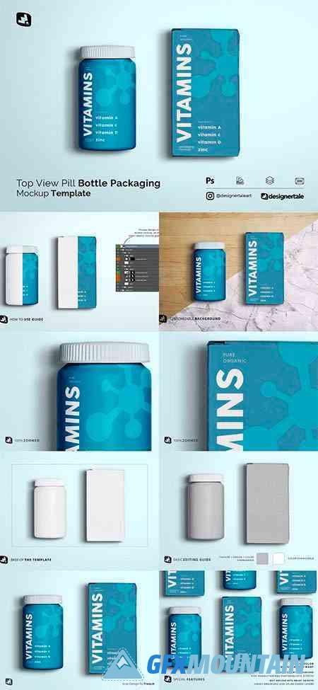 Topview Pill Bottle Packaging Mockup 5354401