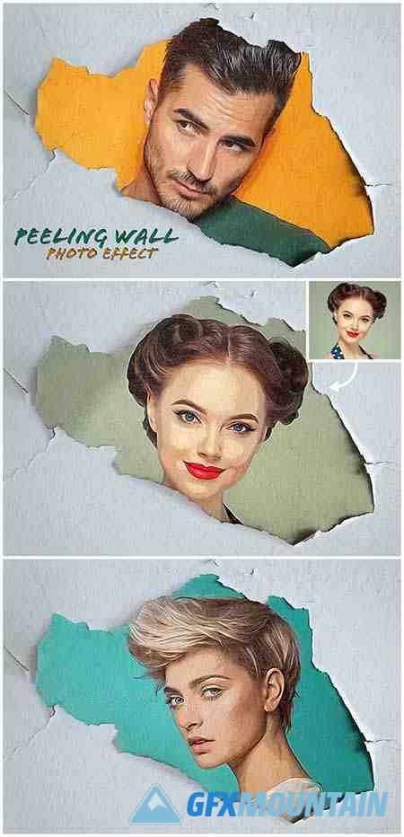Peeling Paint Photo Effect on Wall Mockup 462310760