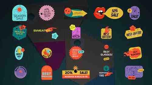 Sticker Sale Titles || Premiere Pro MOGRT - 34323127