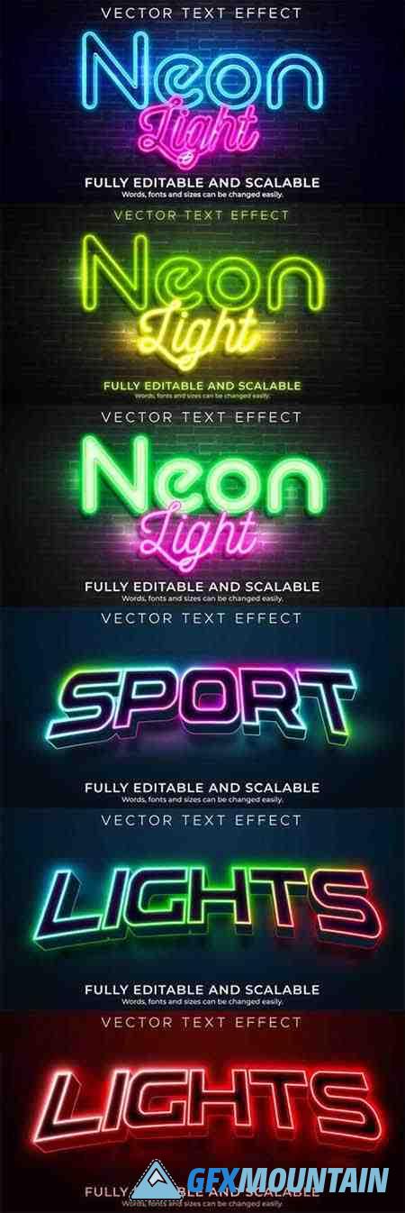 Creative Neon Light Text Effect with Glowing Vector Styles