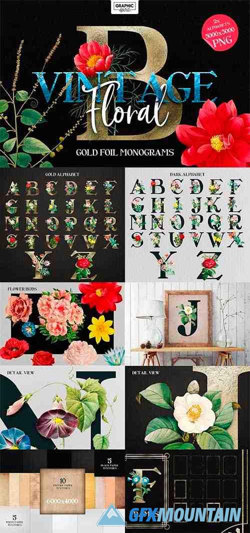 Floral Monogram Alphabet Letters