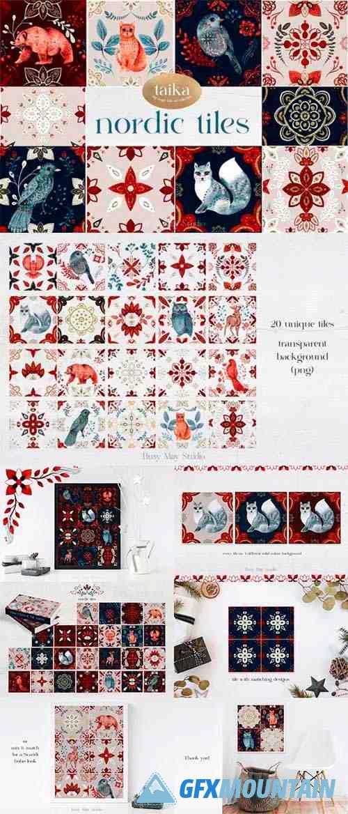 Christmas Nordic Tiles Folk Nordic Art 19784347