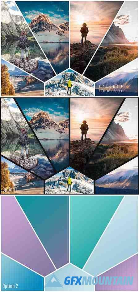 Photo Collage Hexagon Frame Effect Mockup 465640364