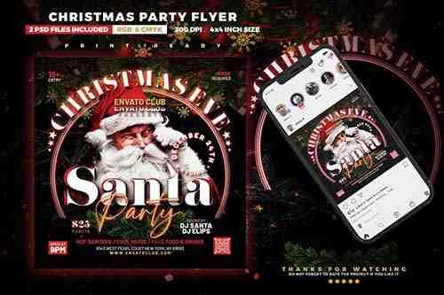 Christmas Eve Party Flyer Santa Party