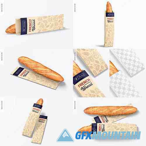 French bread paper bags mockup